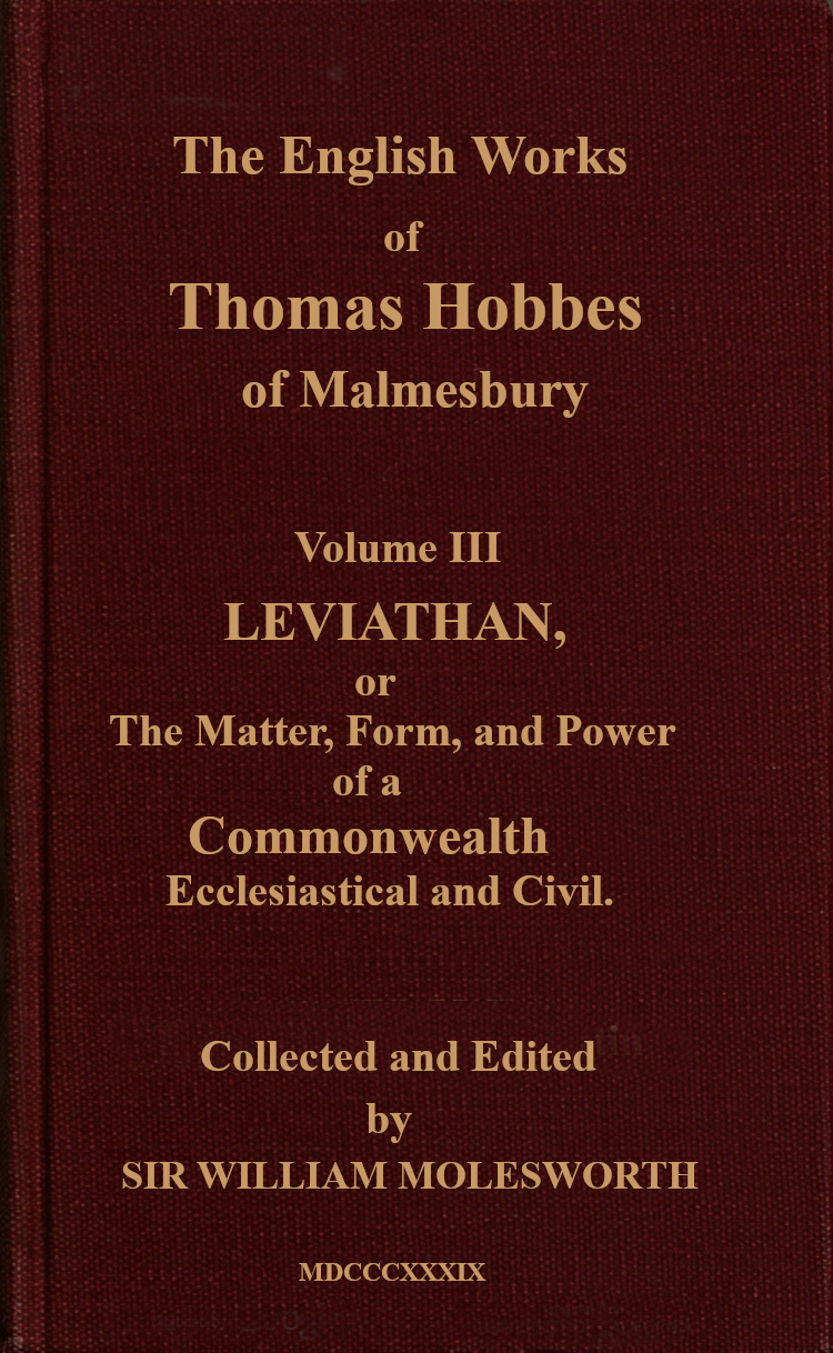 The English Works of Thomas Hobbes of Malmesbury (3 of 11)
