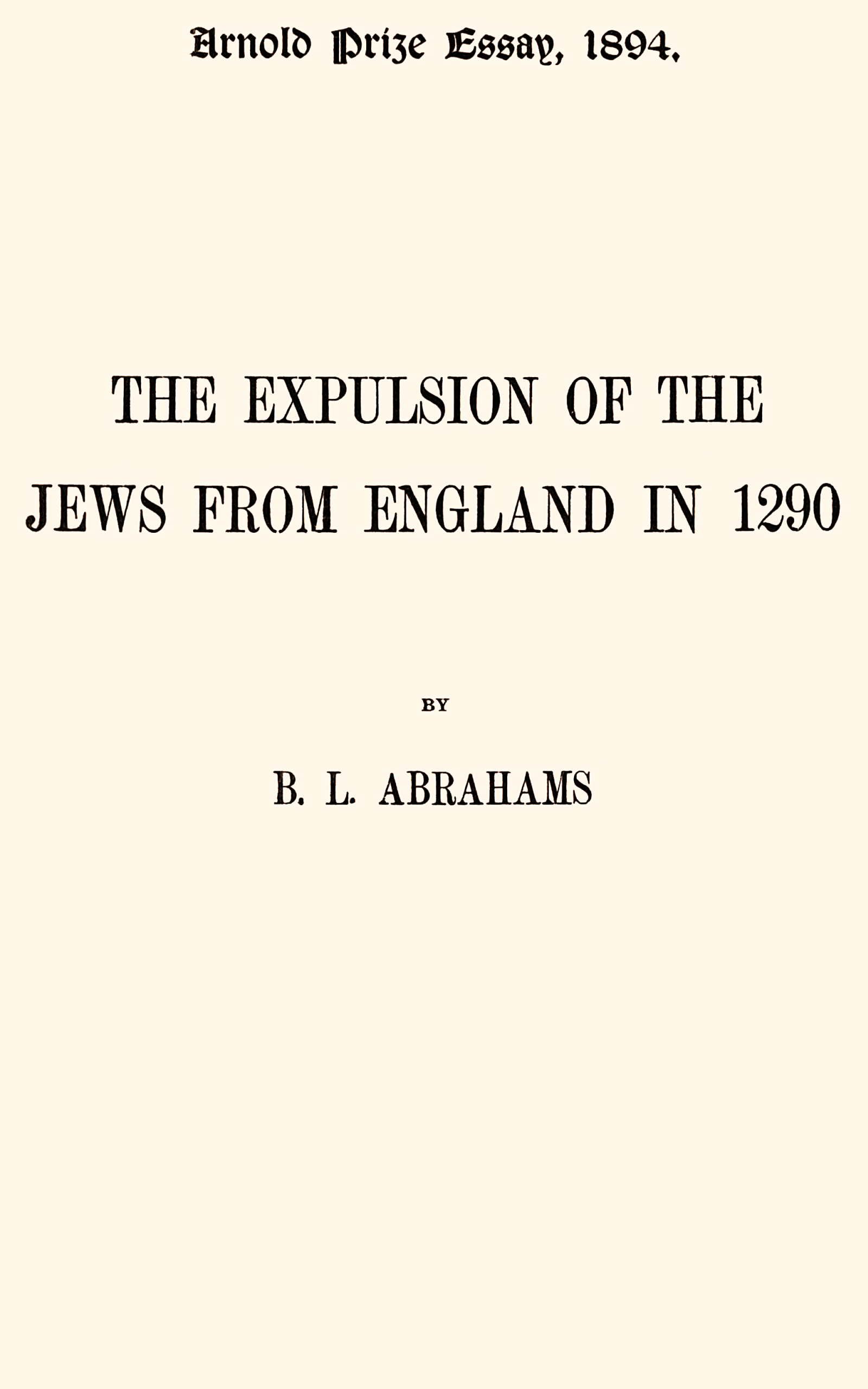 The Expulsion of the Jews from England in 1290