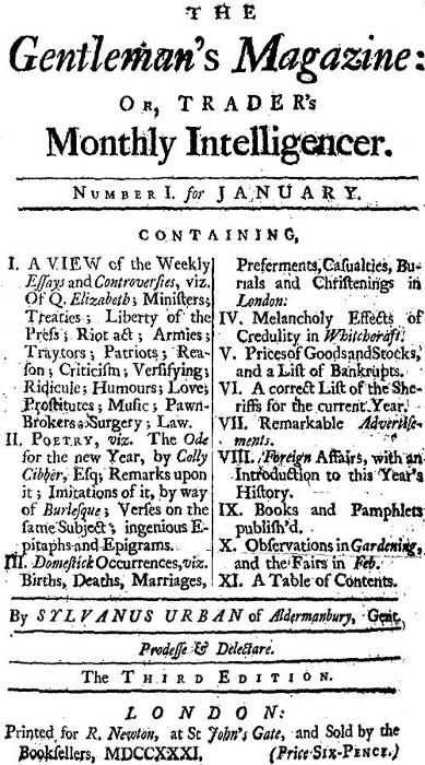 The Gentleman's Magazine, January 1731
