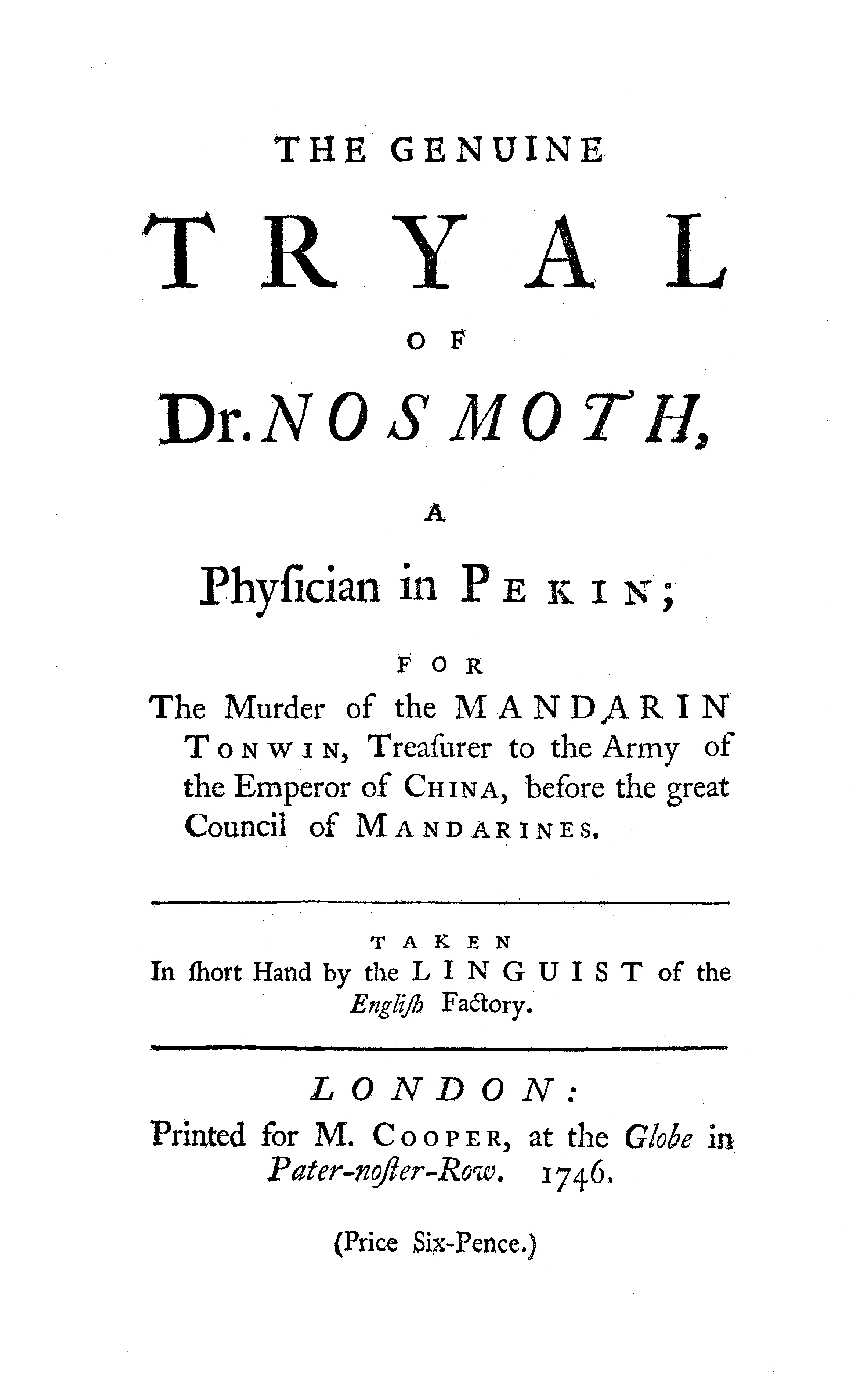 The genuine tryal of Dr. Nosmoth
