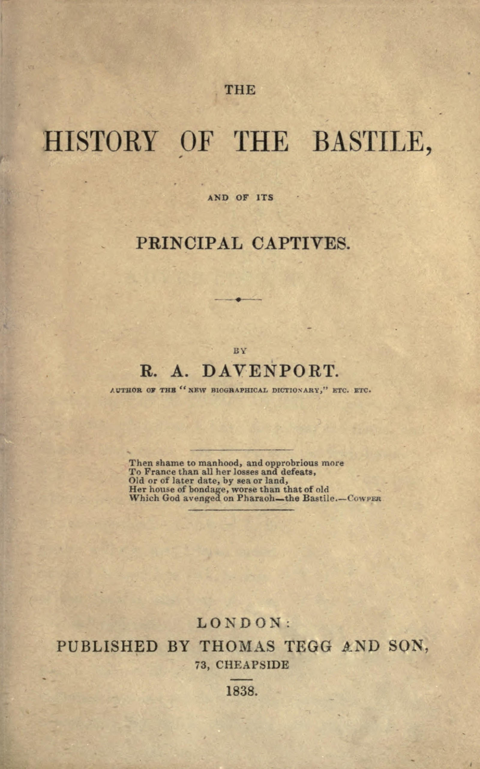 The history of the Bastile