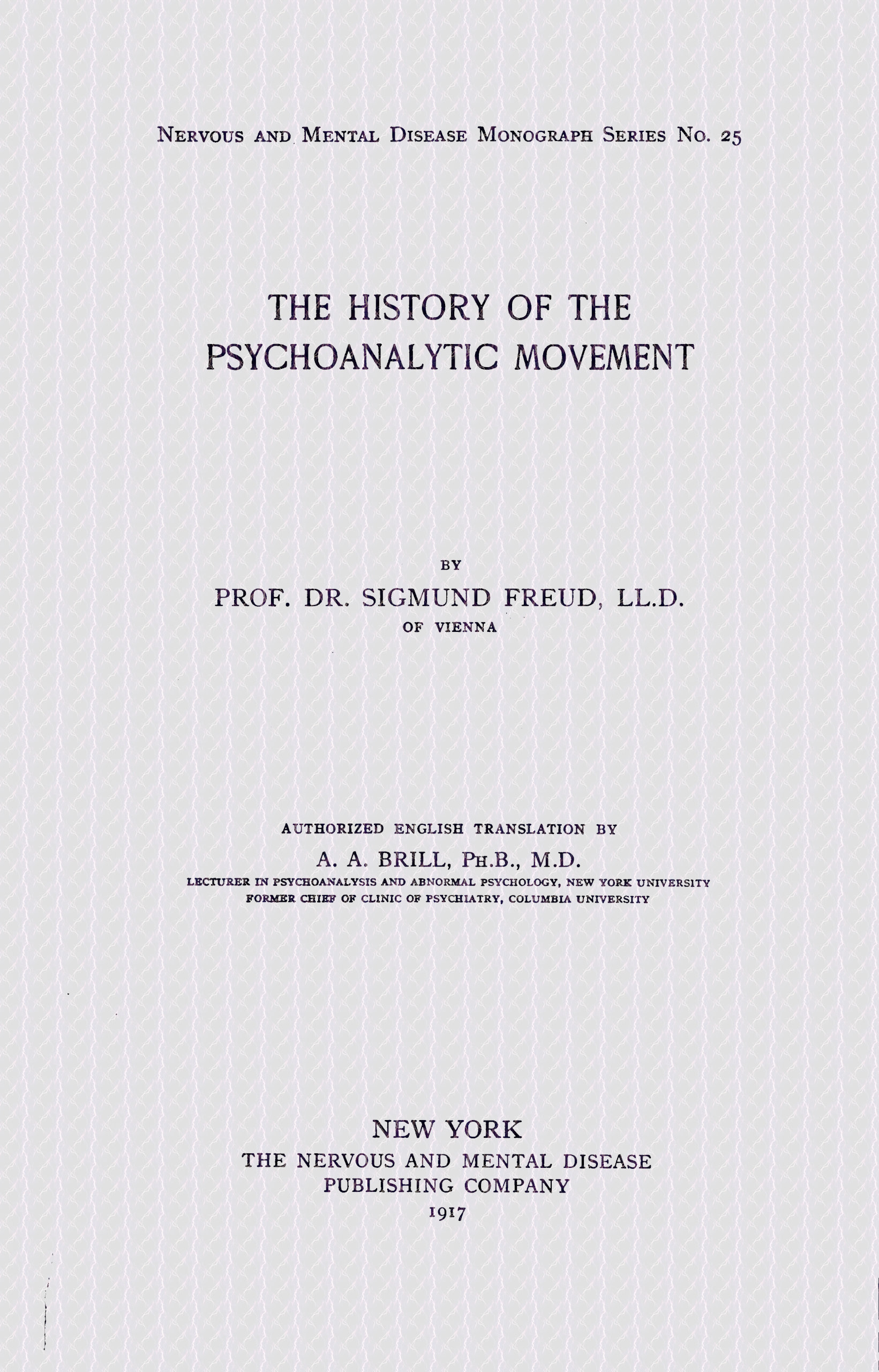 The History of the Psychoanalytic Movement