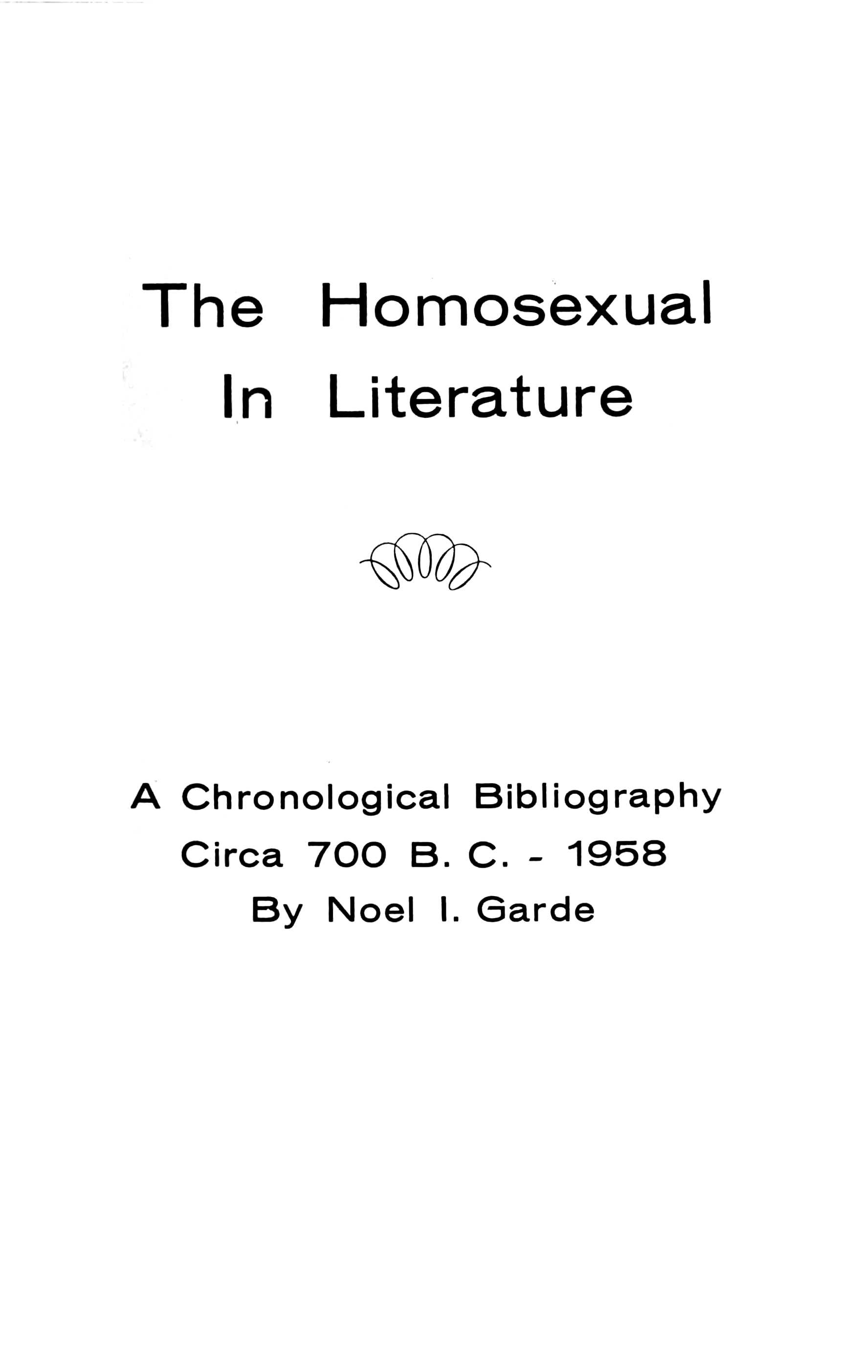 The Homosexual In Literature
