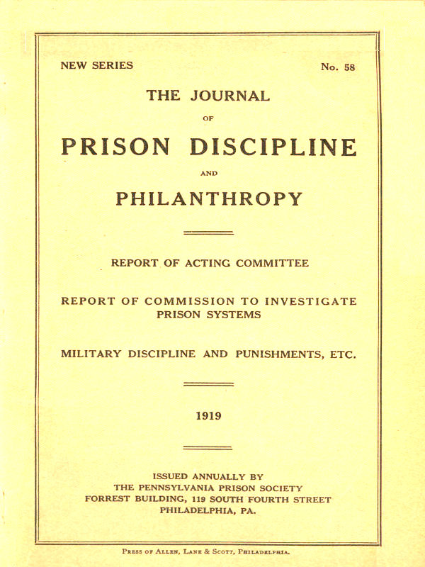 The Journal of Prison Discipline and Philanthropy (New Series, No. 58) 1919