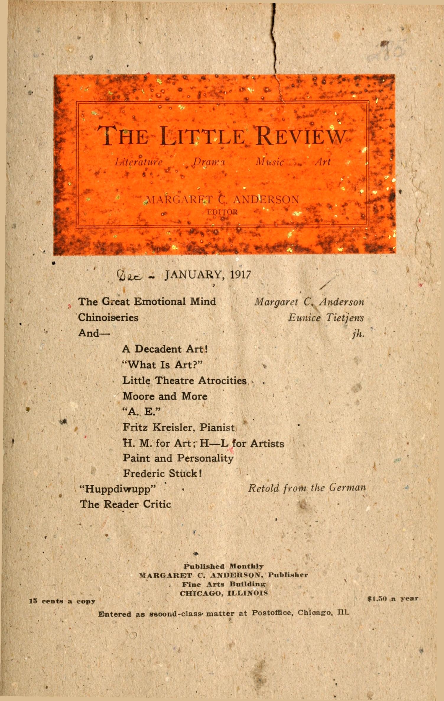 The Little Review, January 1917 (Vol. 3, No. 8)