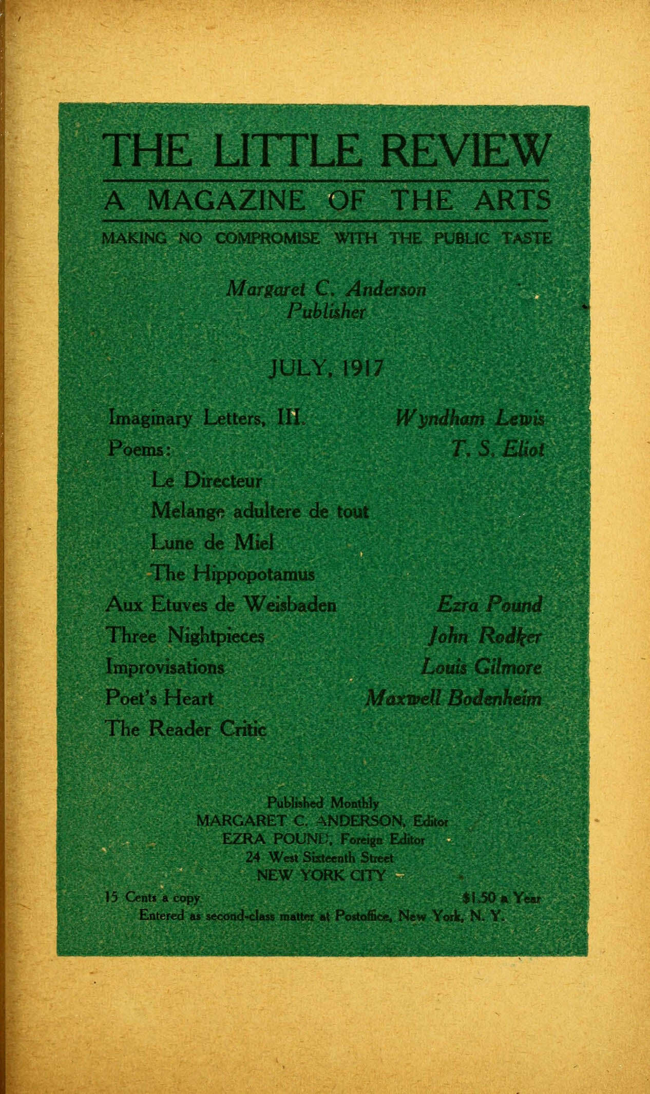 The Little Review, July, 1917 (Vol. 4, No. 3)