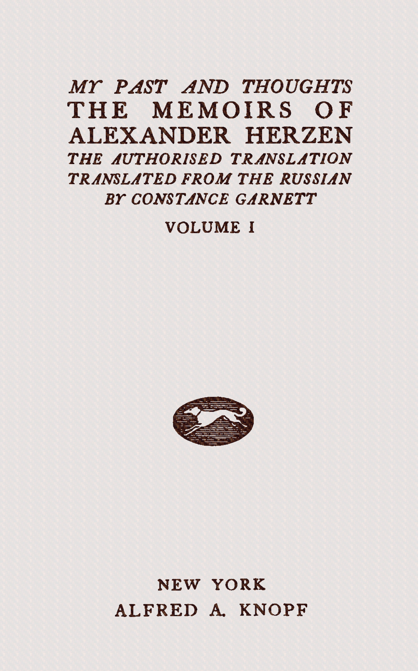 The Memoirs of Alexander Herzen, I