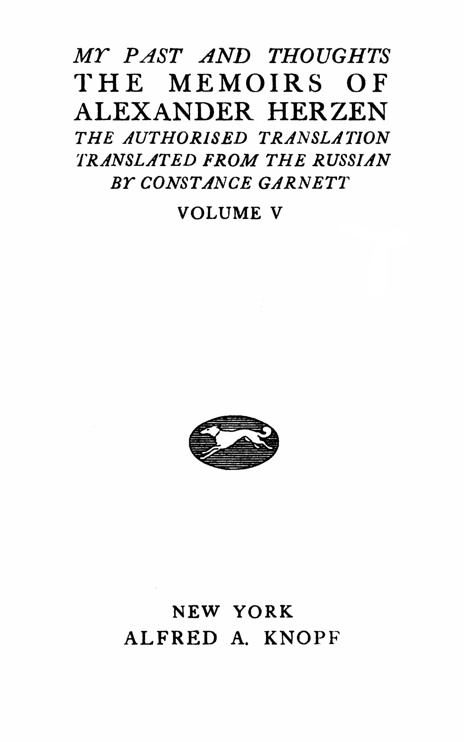 The Memoirs of Alexander Herzen, V