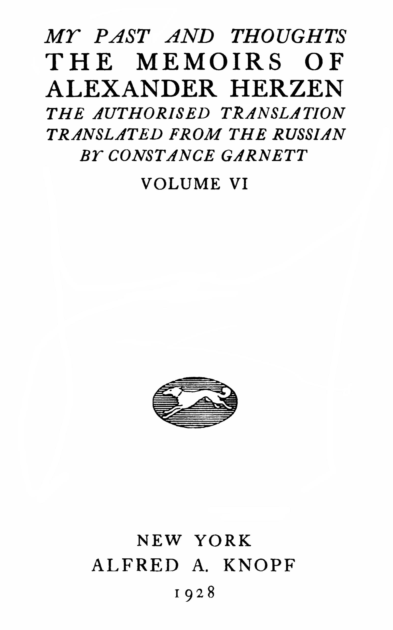 The Memoirs of Alexander Herzen, VI