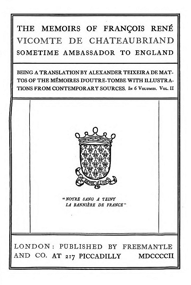 The Memoirs of François René Vicomte de Chateaubriand