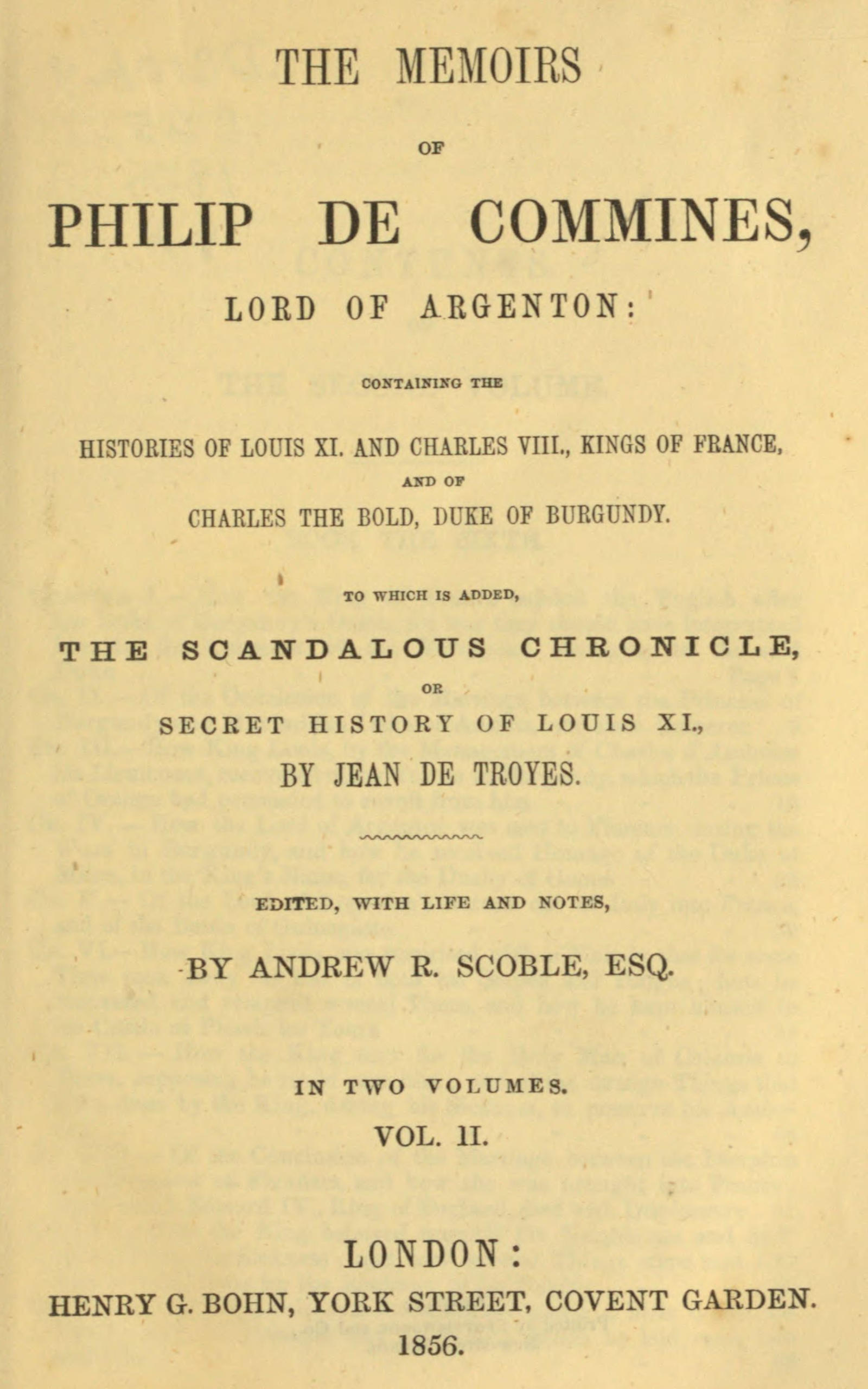 The memoirs of Philip de Commines, Lord of Argenton, volume 2 (of 2)