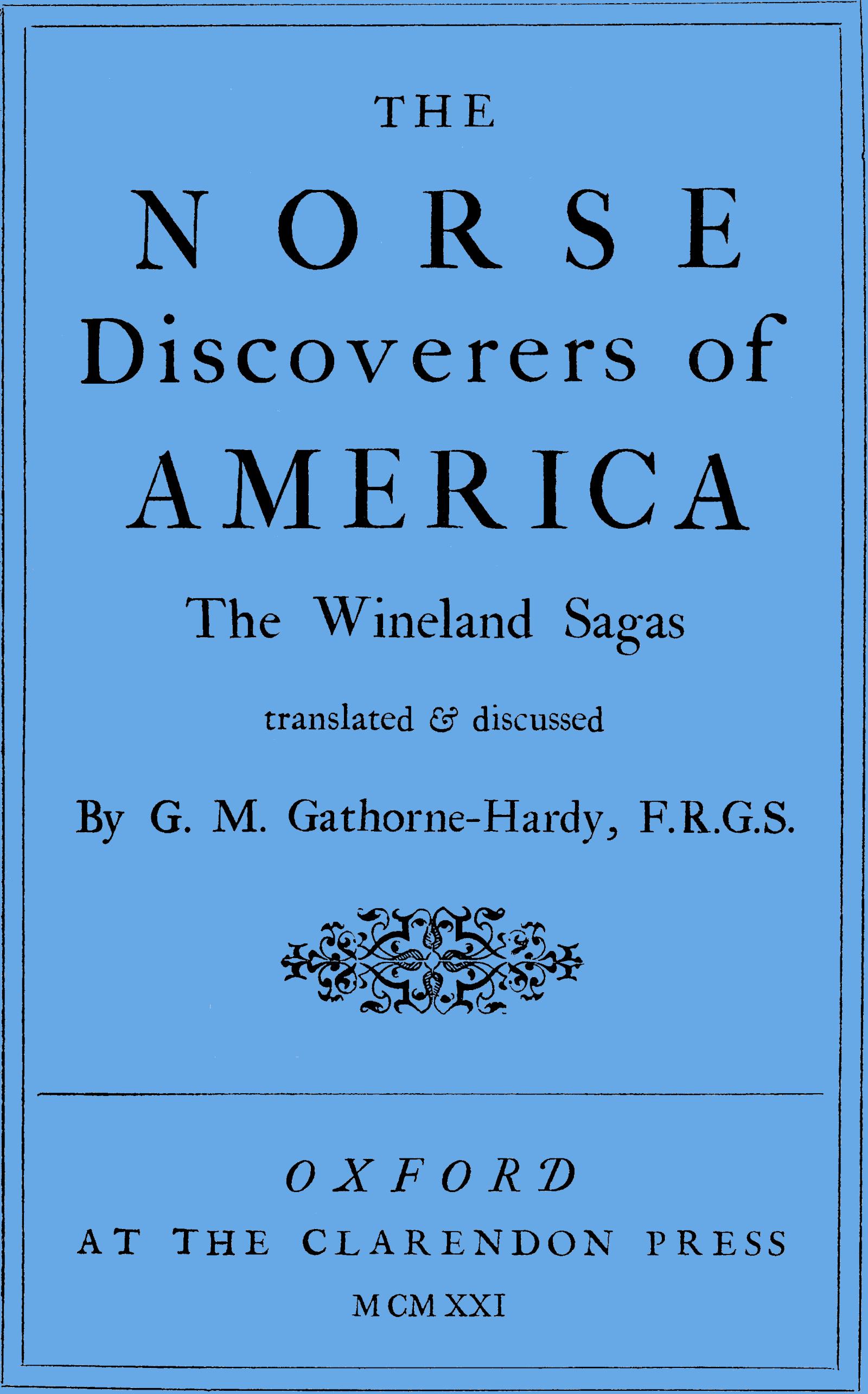 The Norse Discoverers of America