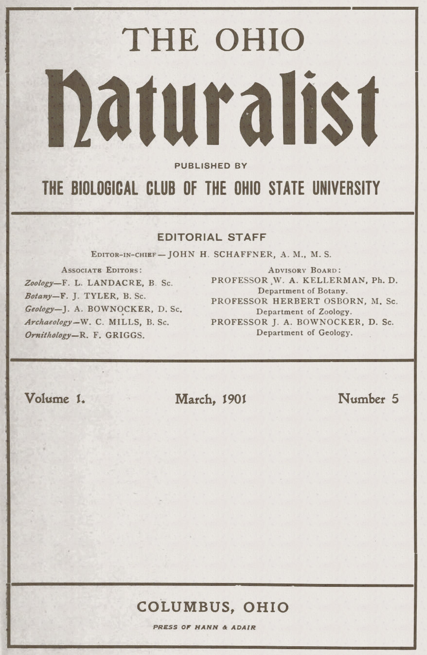 The Ohio Naturalist Volume 1. March, 1901 Number 5