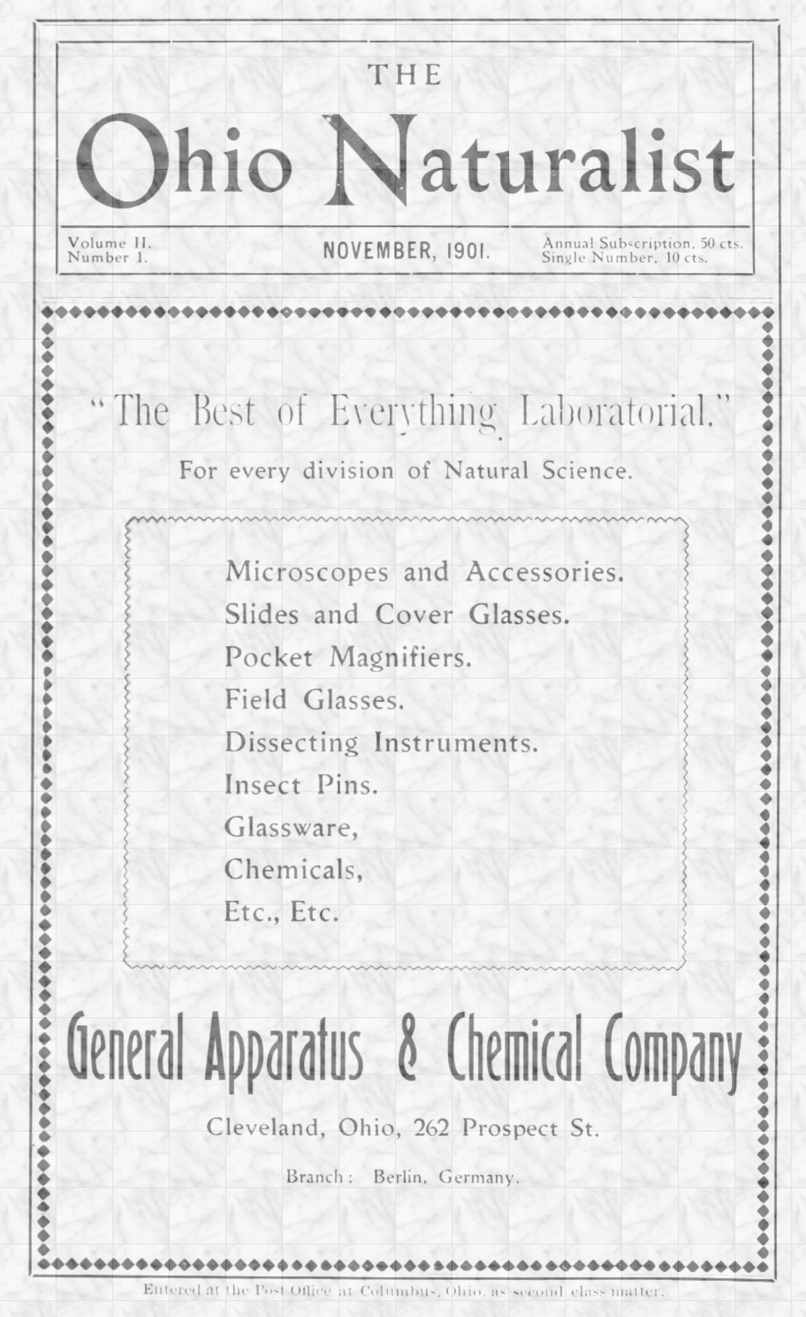 The Ohio Naturalist, Volume II. November, 1901. No. 1.