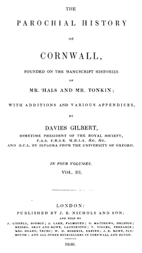 The Parochial History of Cornwall, Vol. 3