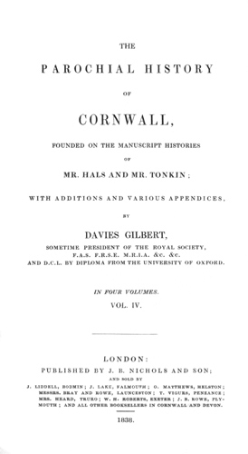 The Parochial History of Cornwall, Vol. 4
