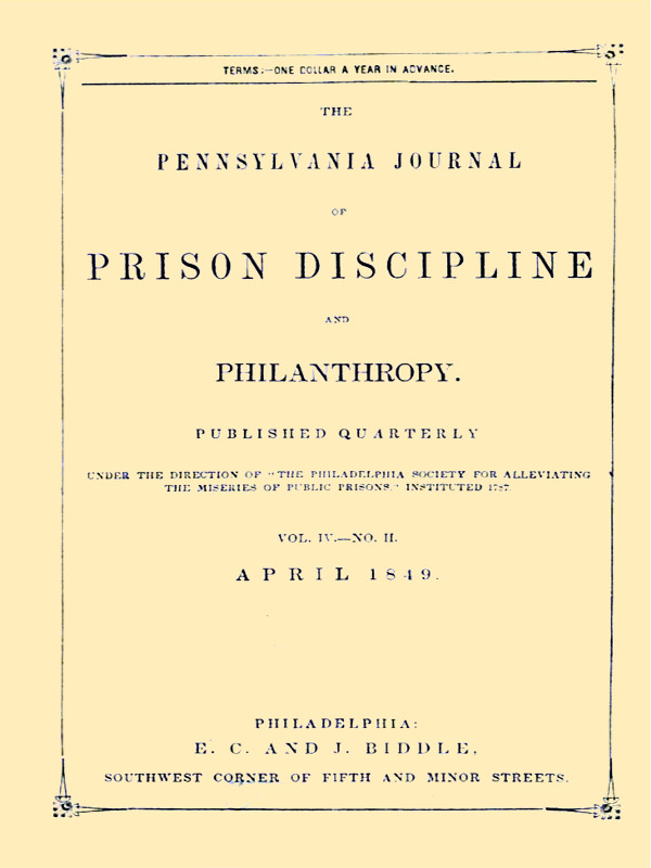 The Pennsylvania Journal of Prison Discipline and Philanthropy (Vol. IV, No. II)