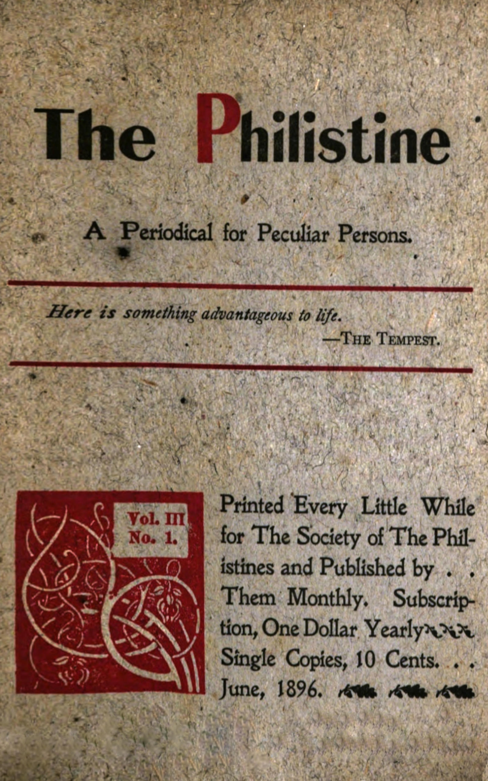 The Philistine: a periodical for peculiar persons (Vol. III, No. 1)