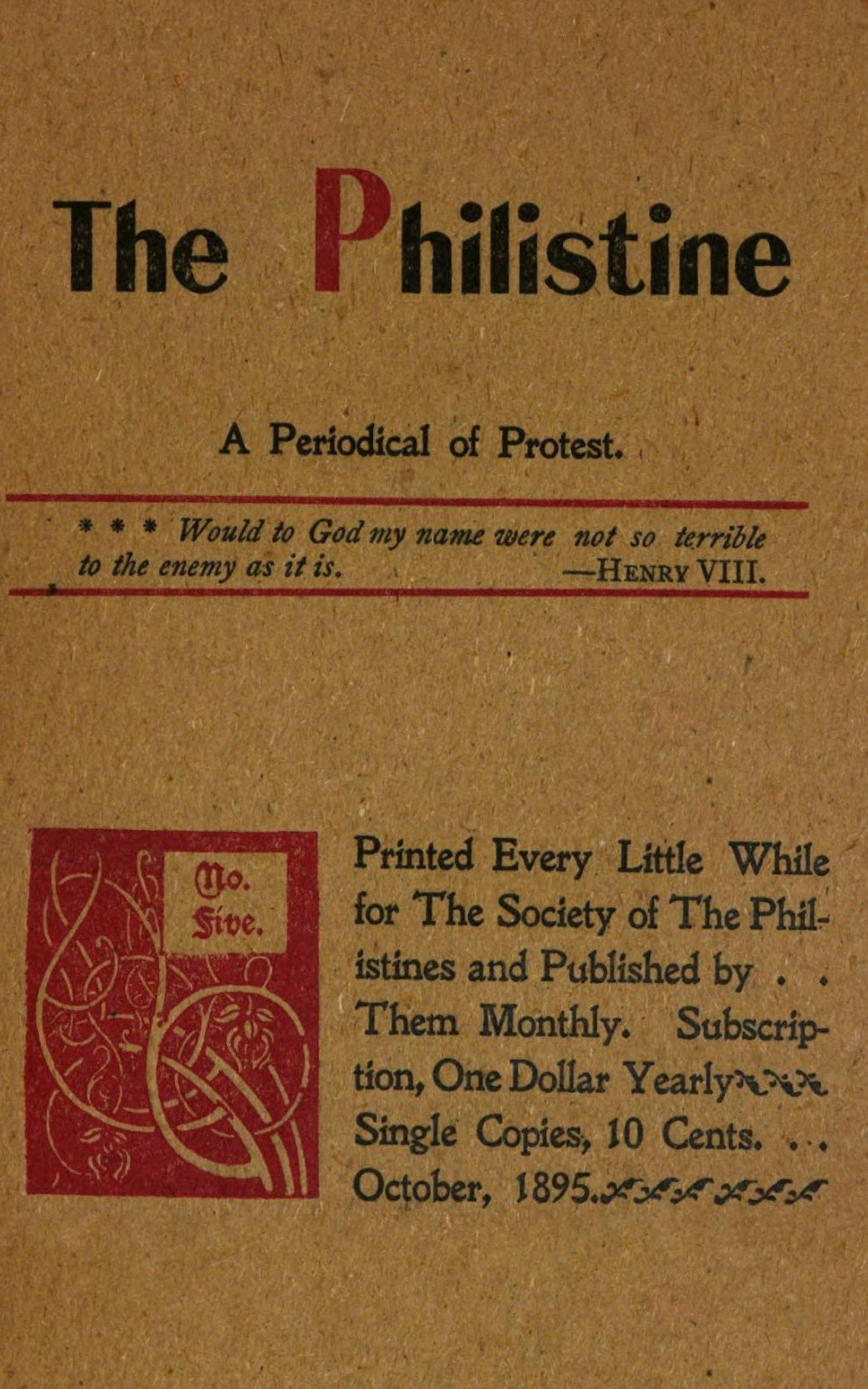 The Philistine: a periodical of protest (Vol. I, No. 5)