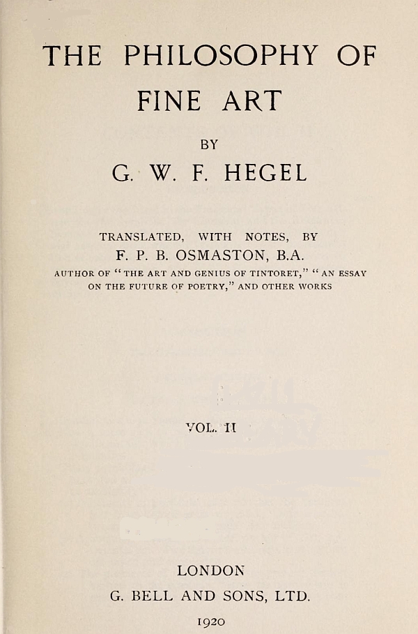 The Philosophy of Fine Art, volume 2 (of 4)