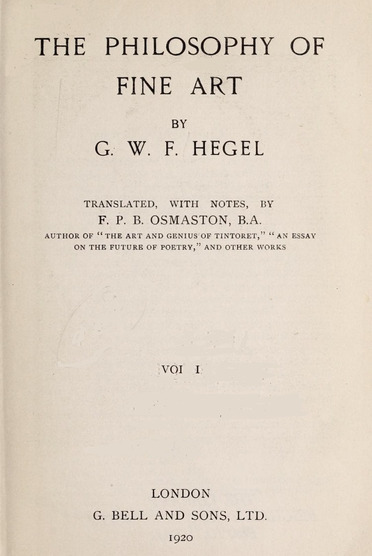The Philosophy of Fine Art