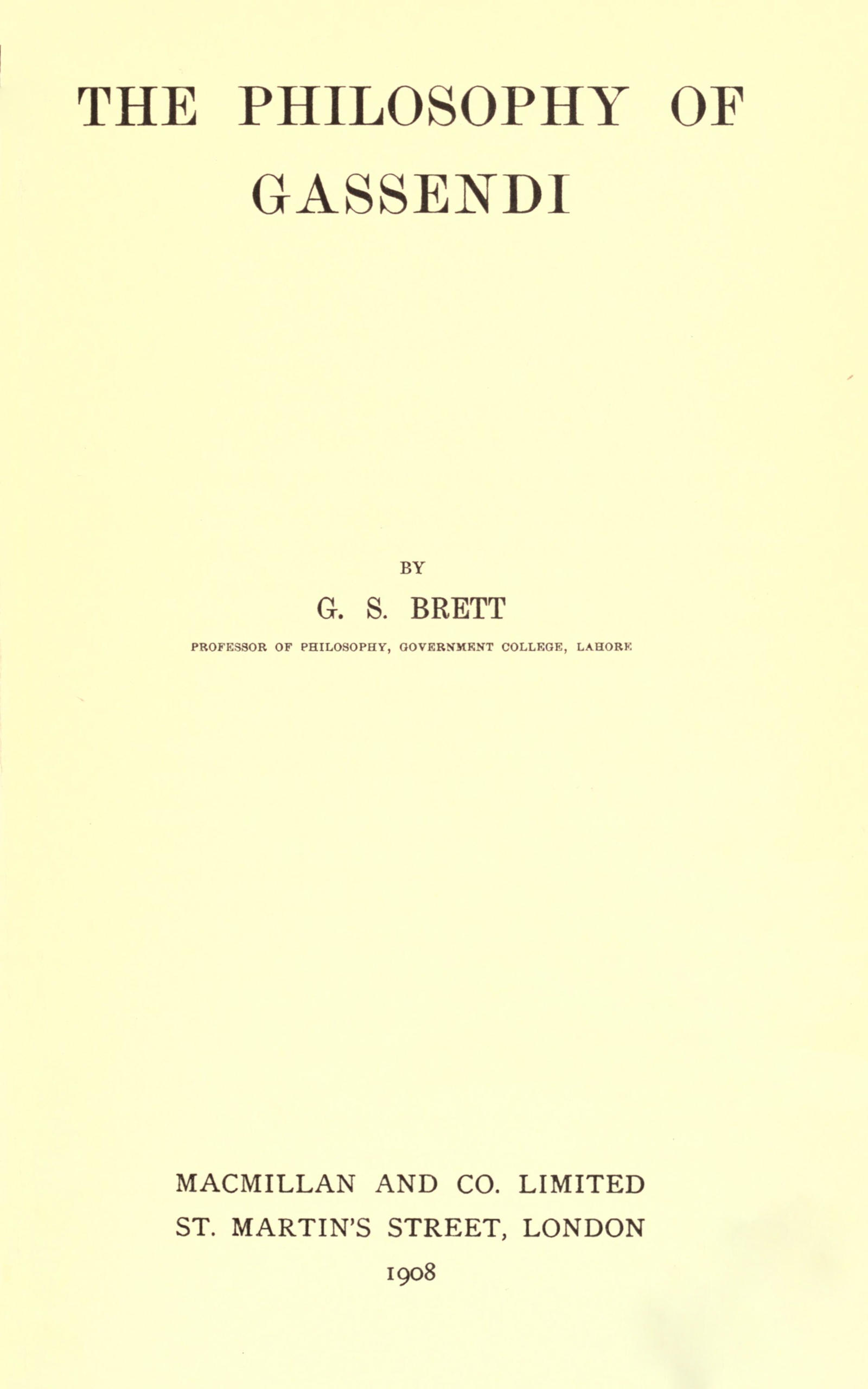 The philosophy of Gassendi