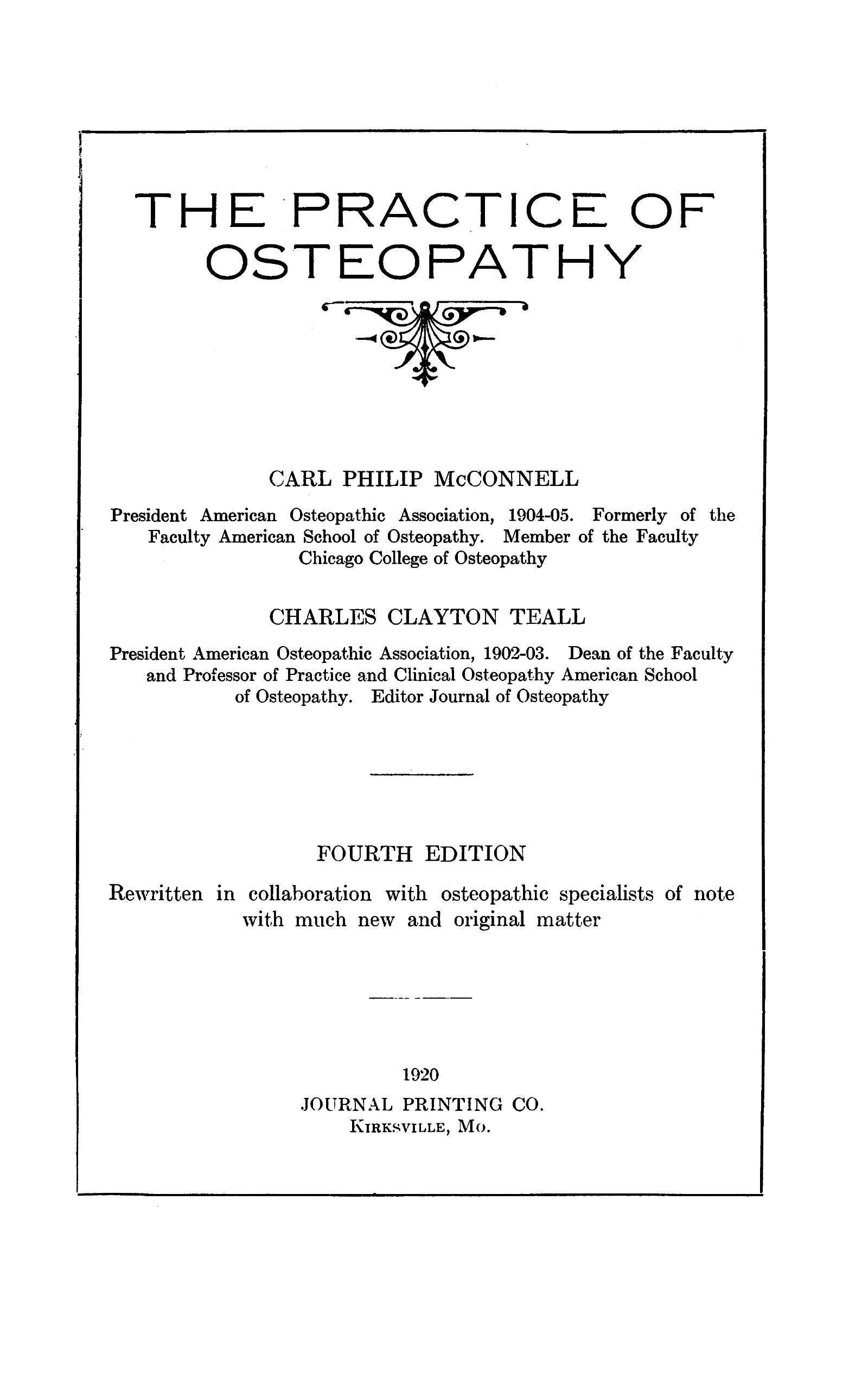 The Practice of Osteopathy