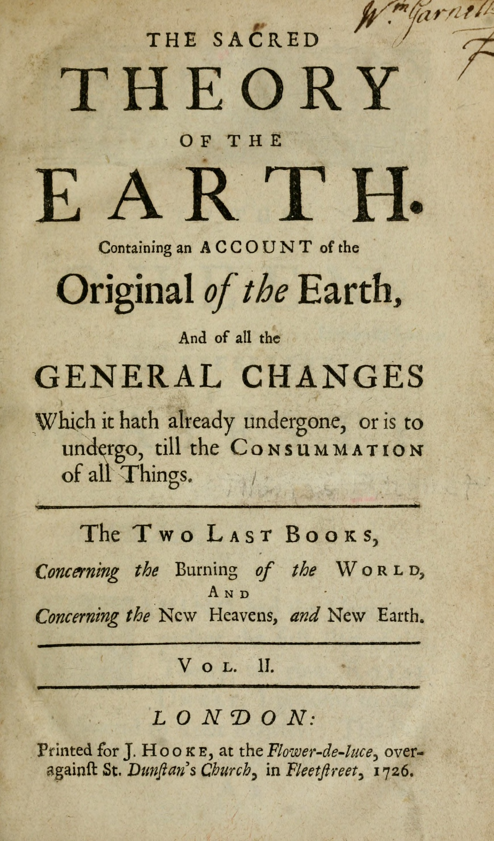 The sacred theory of the Earth