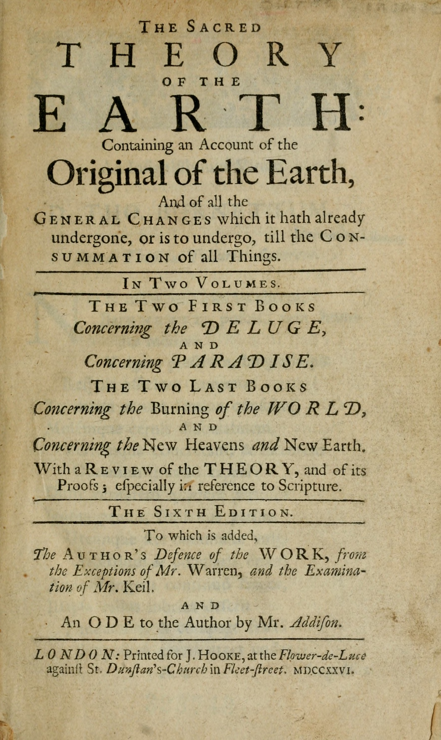 The sacred theory of the Earth