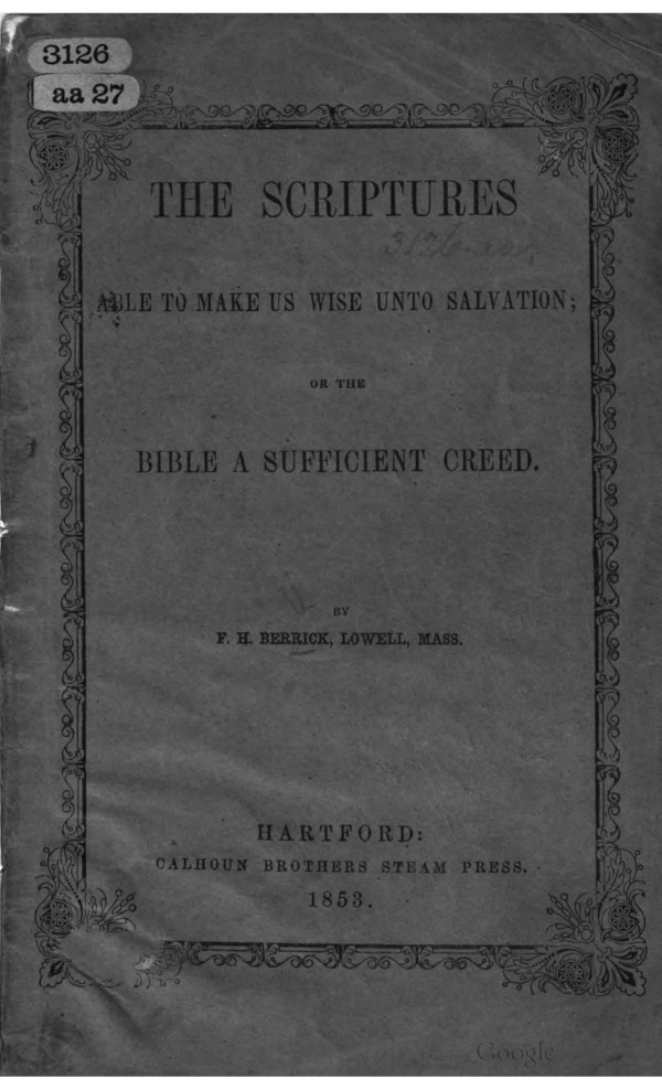 The Scriptures Able to Make Us Wise Unto Salvation