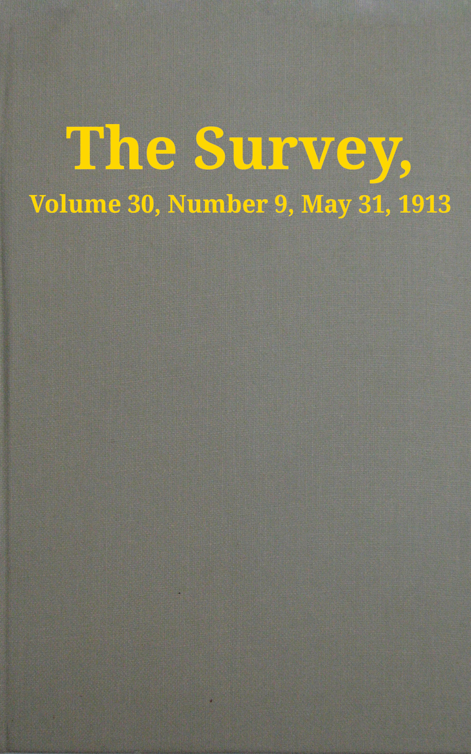 The Survey, Volume 30, Number 9, May 31, 1913