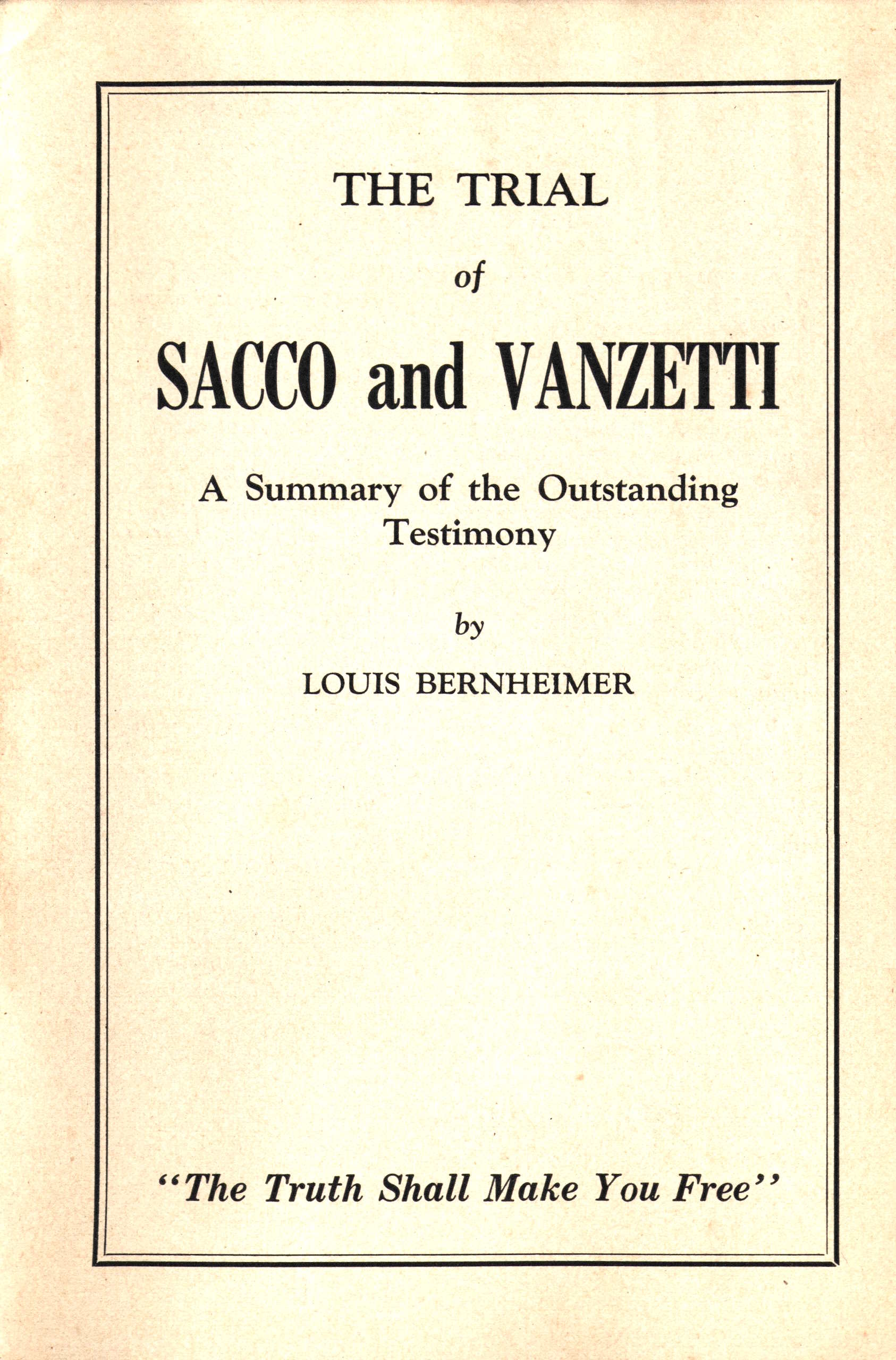The Trial of Sacco and Vanzetti
