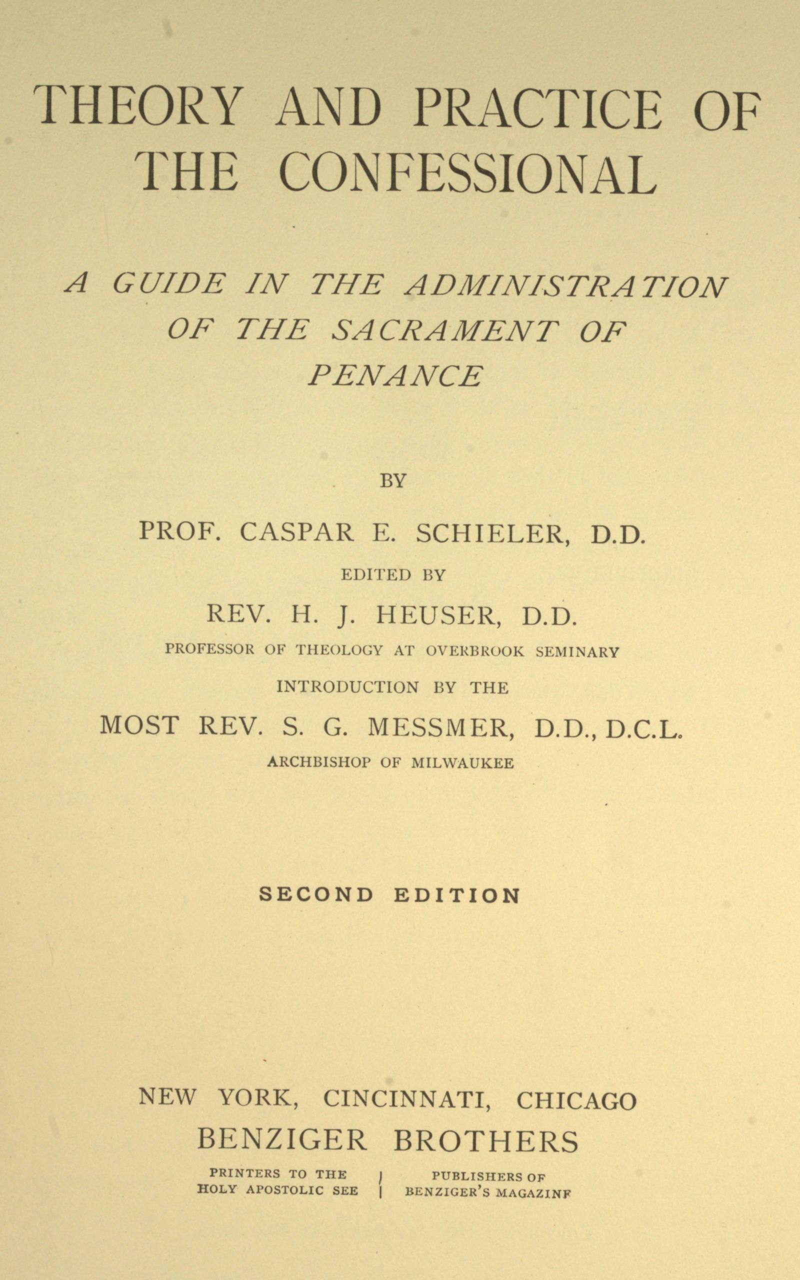 Theory and practice of the confessional