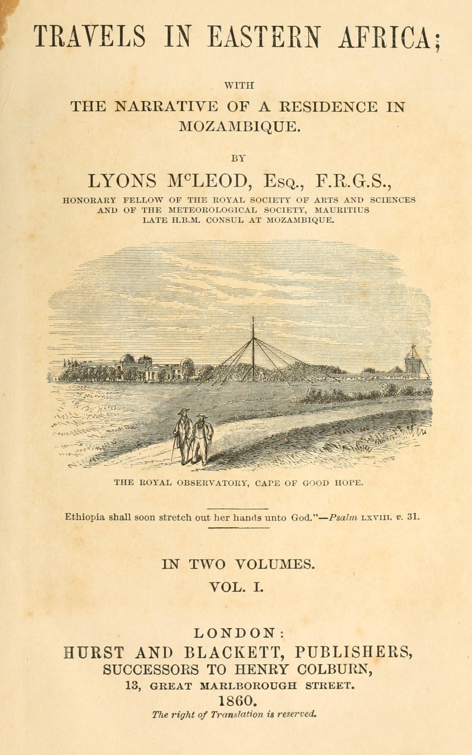 Travels in Eastern Africa, Volume I