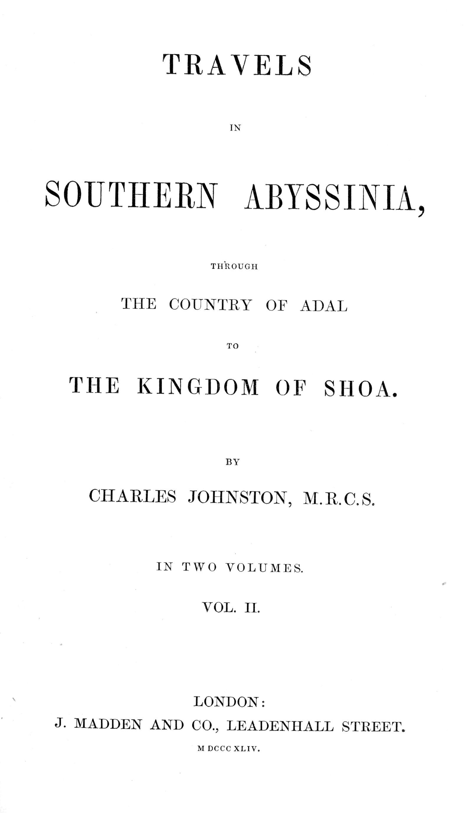 Travels in Southern Abyssinia
