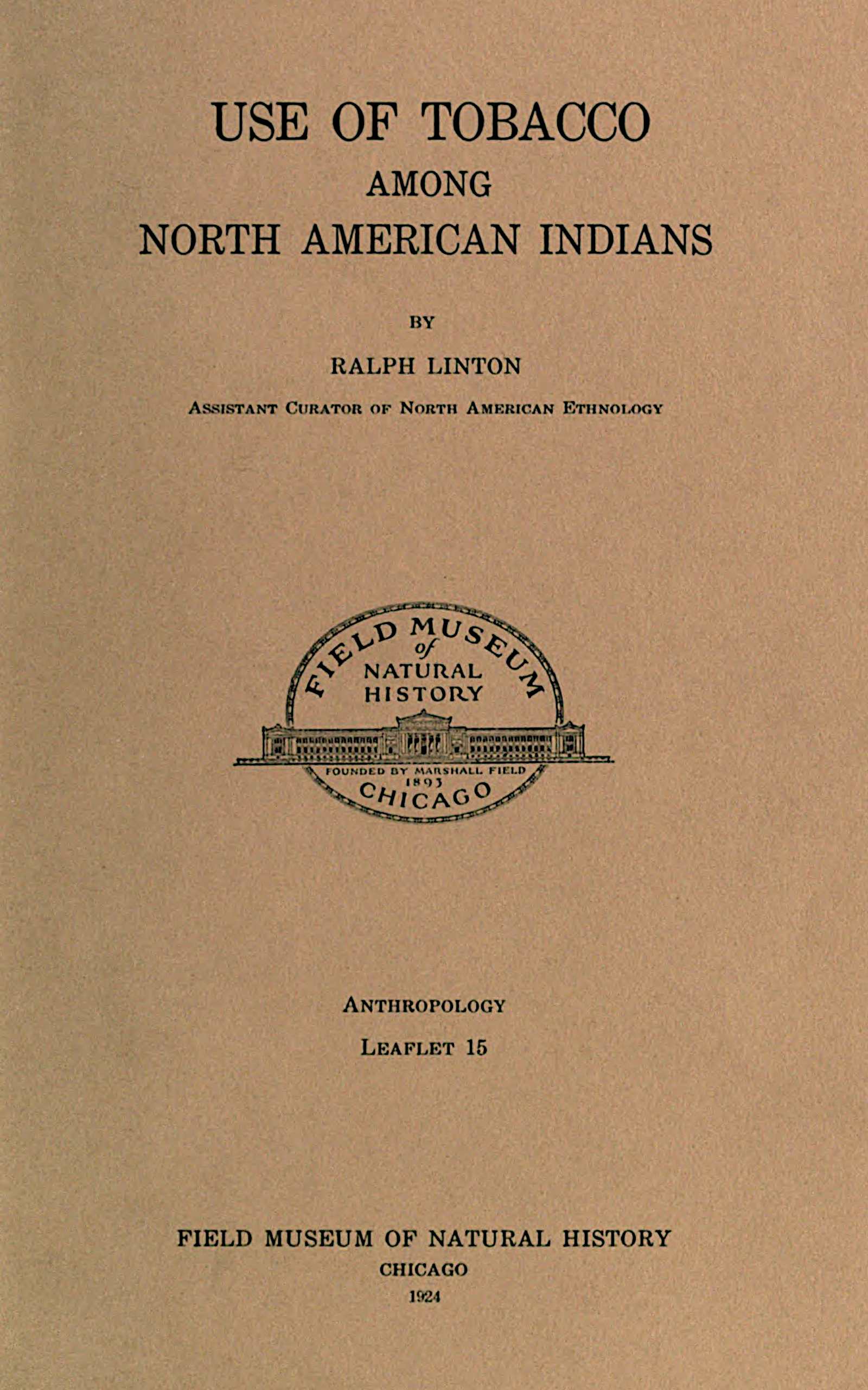 Use of Tobacco Among North American Indians