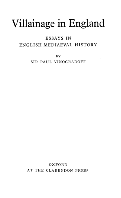 Villainage In England