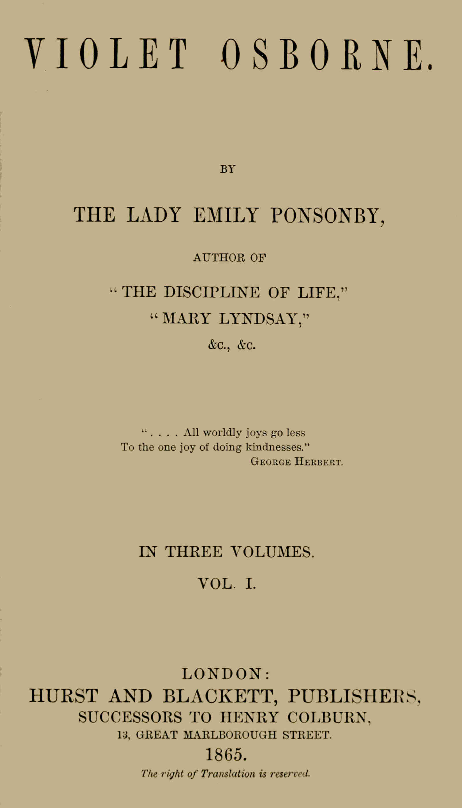 Violet Osborne. Vol. I