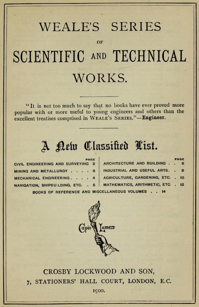 Weale’s Series of Scientific and Technical Works, by Weale’s.