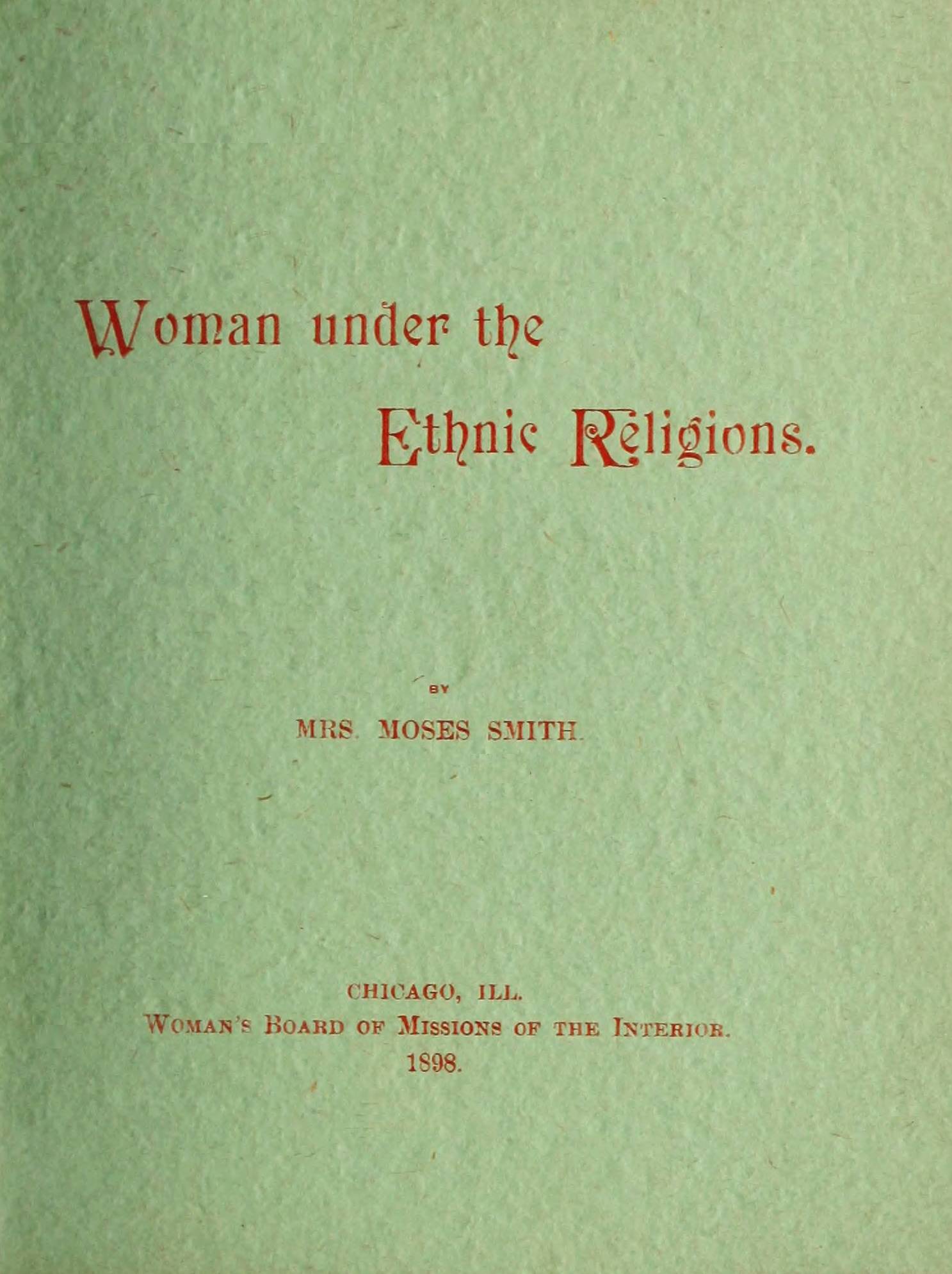 Woman Under the Ethnic Religions