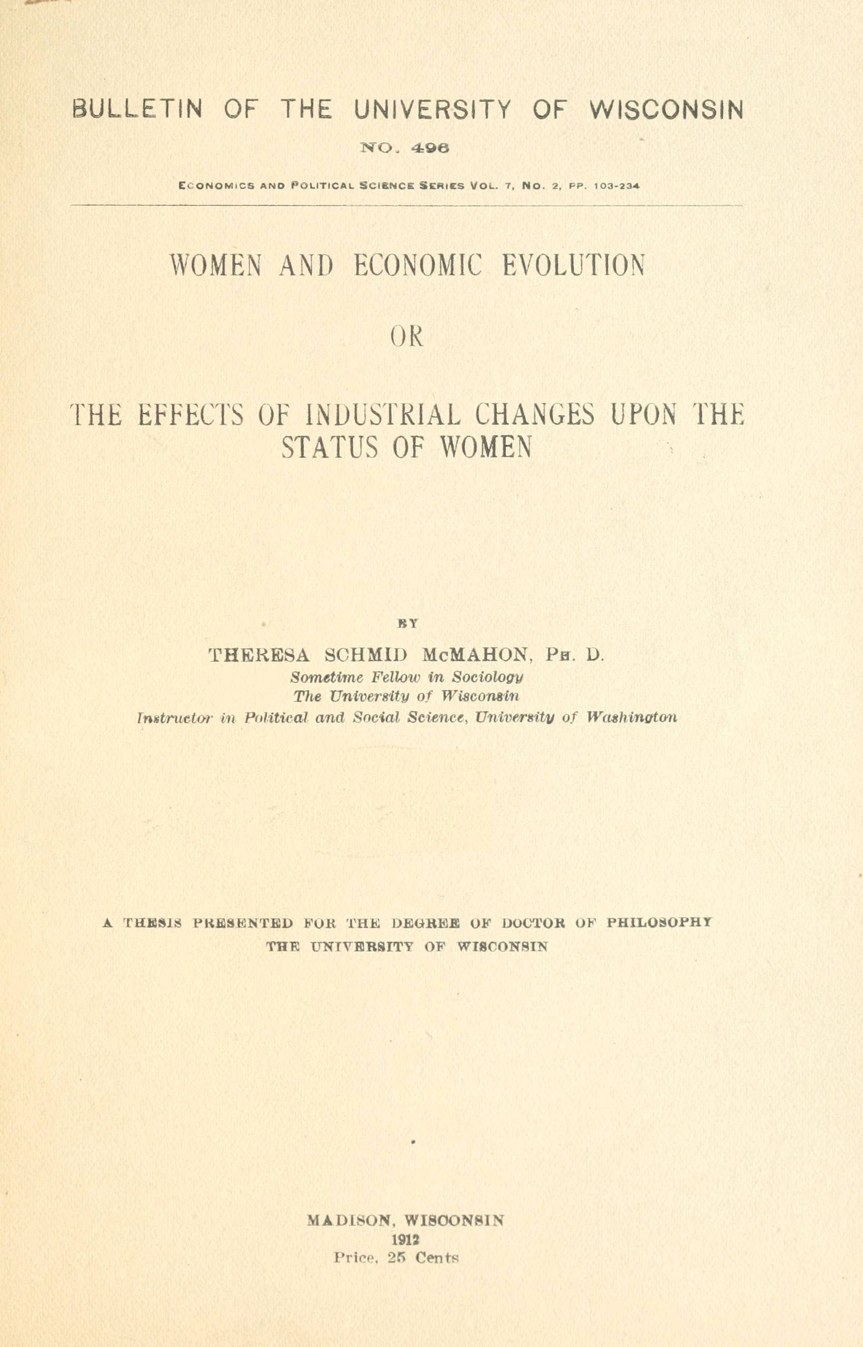 Women and Economic Evolution