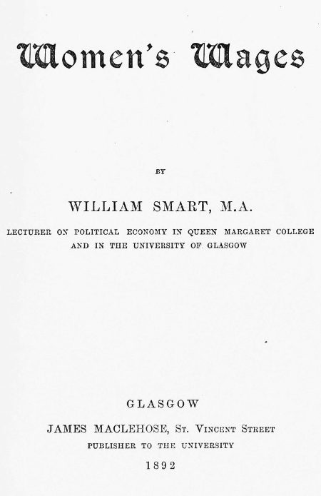 Women's Wages, by William Smart, M.A