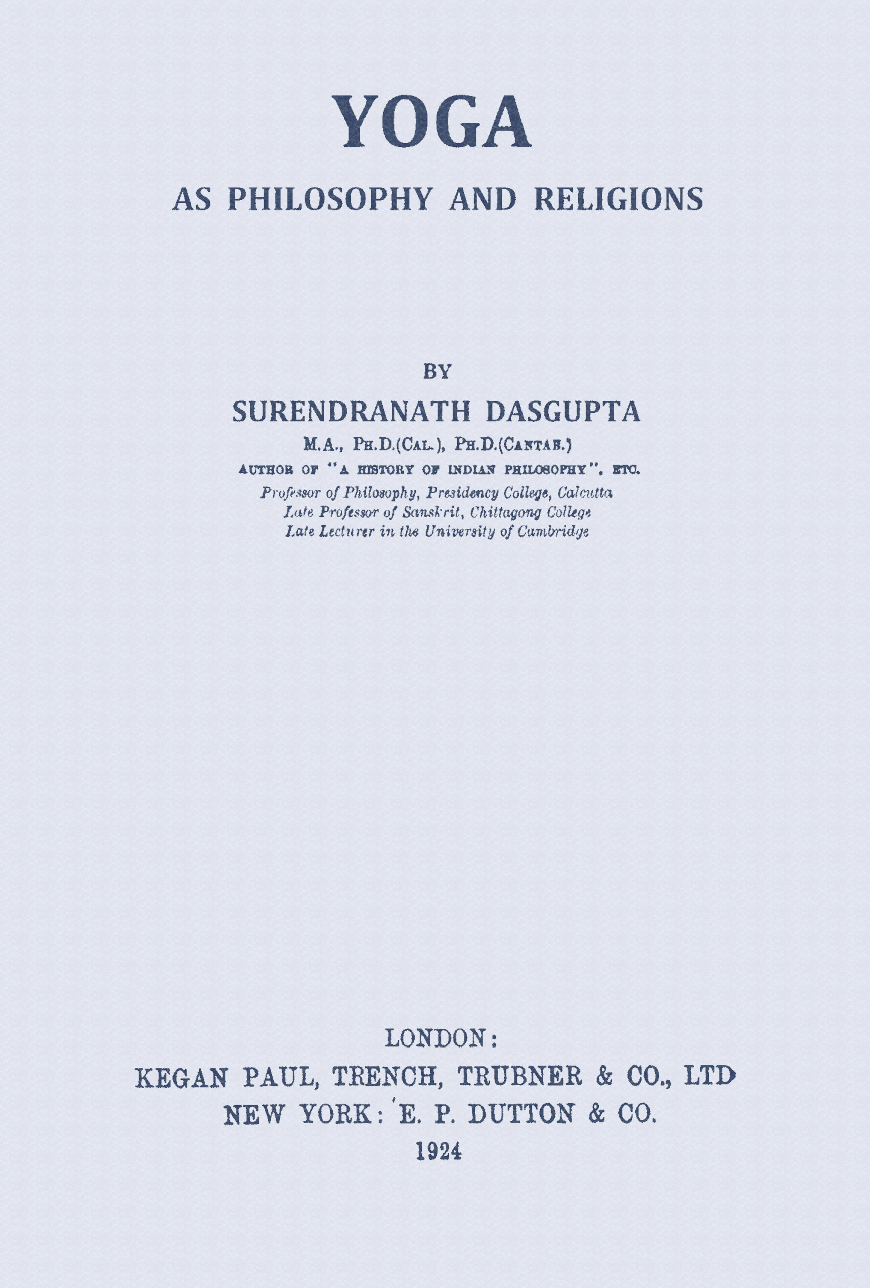 Yoga as Philosophy and Religions